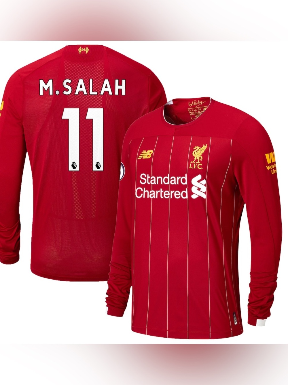 Mohamed Salah Liverpool New Balance Home Replica Player Long Sleeve Jersey